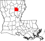 Map of Louisiana showing Caldwell Parish 