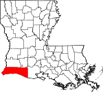 Map of Louisiana showing Cameron Parish 