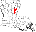 Map of Louisiana showing Catahoula Parish 