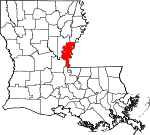 Map of Louisiana showing Concordia Parish 