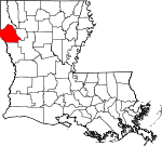 Map of Louisiana showing De Soto Parish 