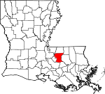 Map of Louisiana showing East Baton Rouge Parish 