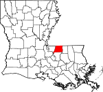 Map of Louisiana showing East Feliciana Parish 