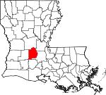 Map of Louisiana showing Evangeline Parish 