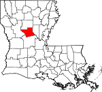 Map of Louisiana showing Grant Parish 