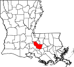 Map of Louisiana showing Iberville Parish 