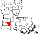 Map of Louisiana showing Jefferson Davis Parish 