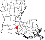 Map of Louisiana showing Lafayette Parish 