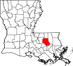 Map of Louisiana showing Livingston Parish 