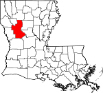 Map of Louisiana showing Natchitoches Parish 