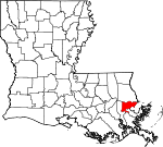 Map of Louisiana showing Orleans Parish 