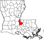 Map of Louisiana showing Pointe Coupee Parish 