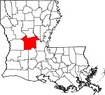 Map of Louisiana showing Rapides Parish 