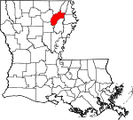 Map of Louisiana showing Richland Parish 