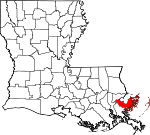 Map of Louisiana showing St. Bernard Parish 