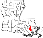 Map of Louisiana showing St. Charles Parish 