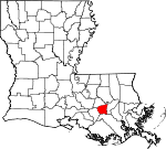 Map of Louisiana showing St. James Parish 