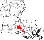 Map of Louisiana showing St. Martin Parish 