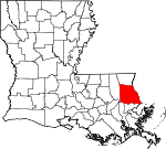 Map of Louisiana showing St. Tammany Parish 