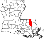 Map of Louisiana showing Tangipahoa Parish 