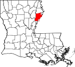 Map of Louisiana showing Tensas Parish 