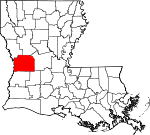 Map of Louisiana showing Vernon Parish 