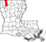 Map of Louisiana showing Webster Parish 