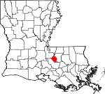 Map of Louisiana showing West Baton Rouge Parish 