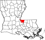 Map of Louisiana showing West Feliciana Parish 