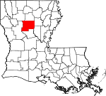 Map of Louisiana showing Winn Parish 