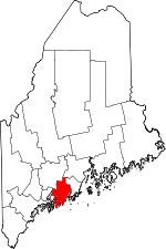 Map of Maine showing Lincoln County 