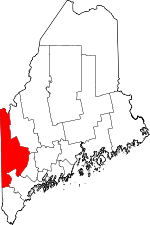 Map of Maine showing Oxford County 