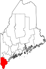 Map of Maine showing York County 