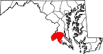 Map of Maryland showing Charles County 