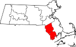 Map of Massachusetts showing Bristol County 