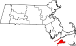 Map of Massachusetts showing Dukes County 