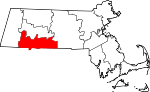 Map of Massachusetts showing Hampden County 