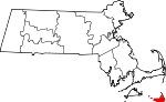 Map of Massachusetts showing Nantucket County 