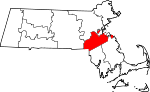 Map of Massachusetts showing Norfolk County 