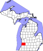 Map of Michigan showing Allegan County 