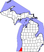 Map of Michigan showing Berrien County 