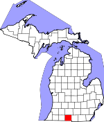 Map of Michigan showing Branch County 