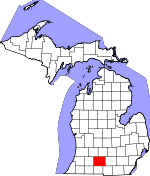 Map of Michigan showing Calhoun County 