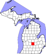 Map of Michigan showing Clinton County 