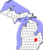 Map of Michigan showing Genesee County 