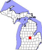 Map of Michigan showing Gratiot County 