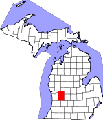 Map of Michigan showing Kent County 