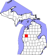 Map of Michigan showing Lake County 