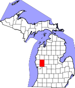 Map of Michigan showing Newaygo County 