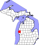 Map of Michigan showing Oceana County 